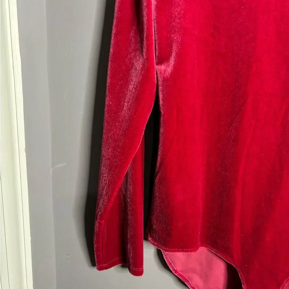 J.Crew Dark Pink Velvet Scoop Neck Bodysuit Large